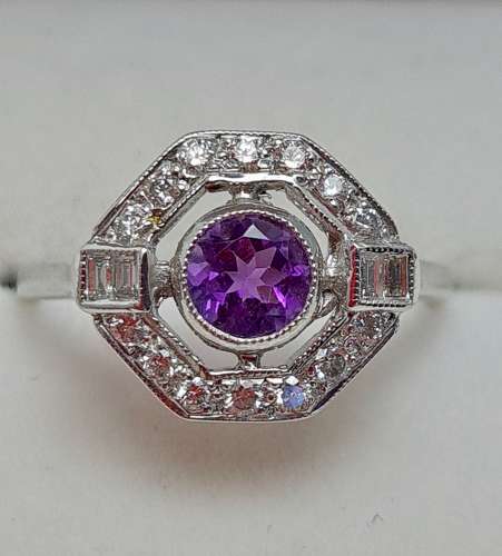 Amethyst and Diamond Ring