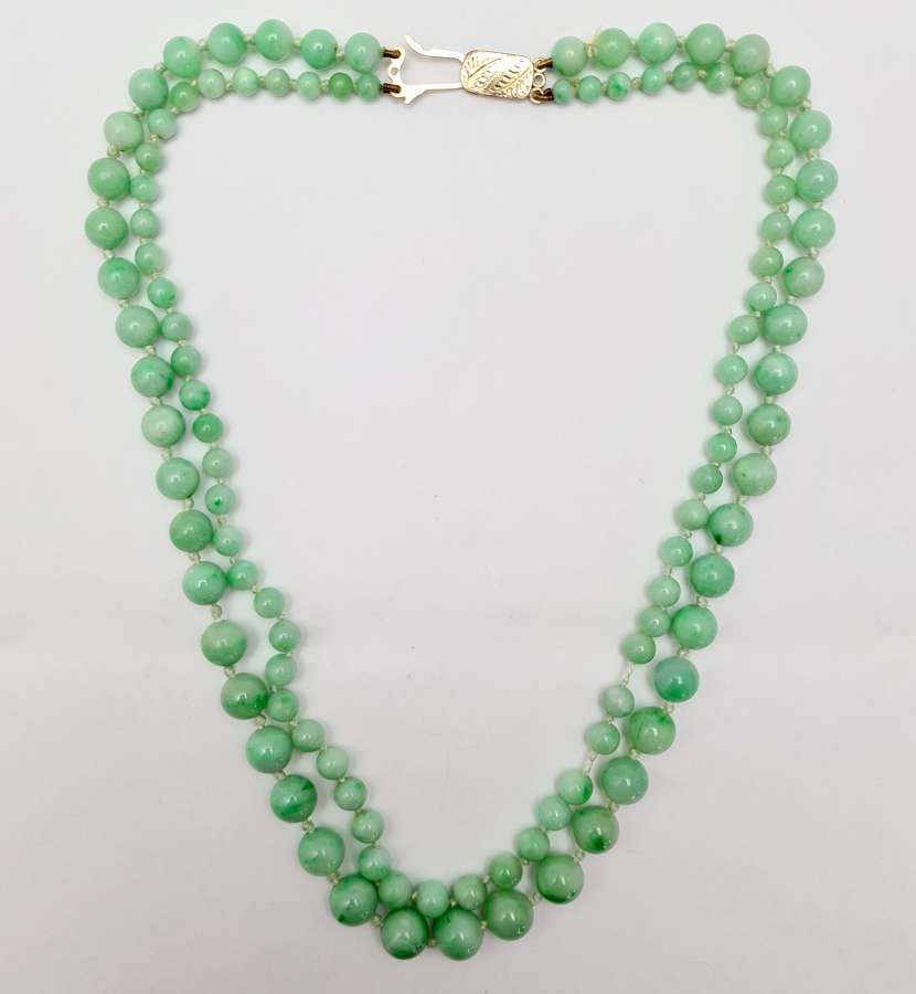 2 Strand Jadeite Bead Necklace