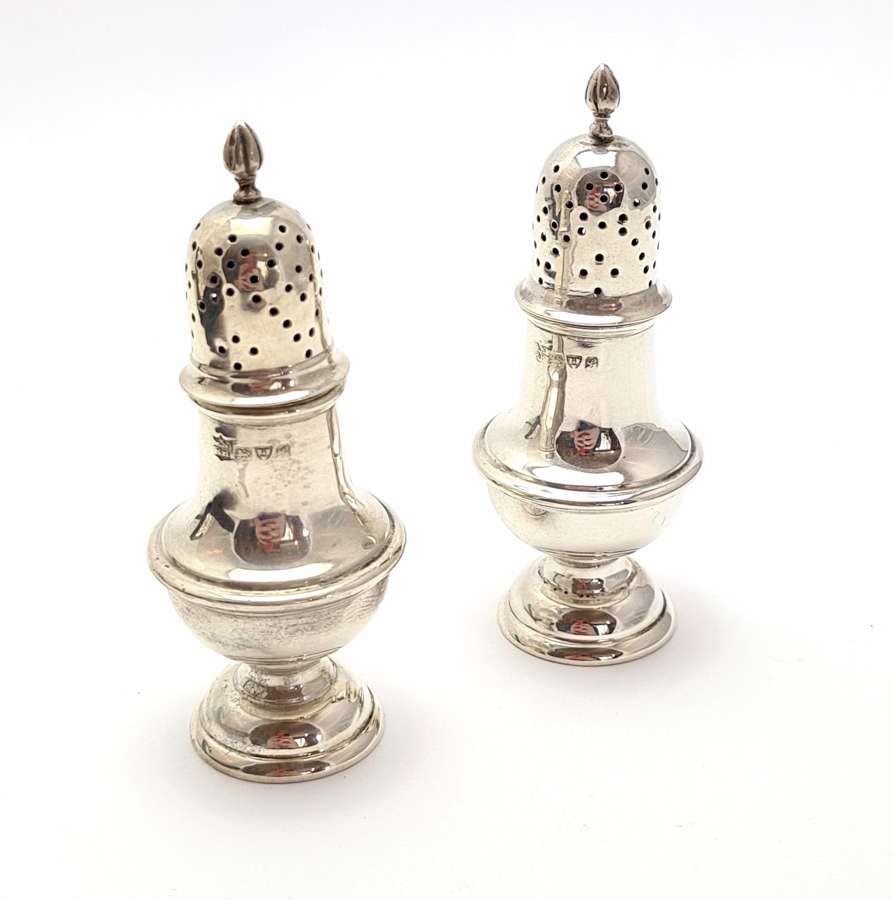 Pair of Cased Silver Pepper Shakers