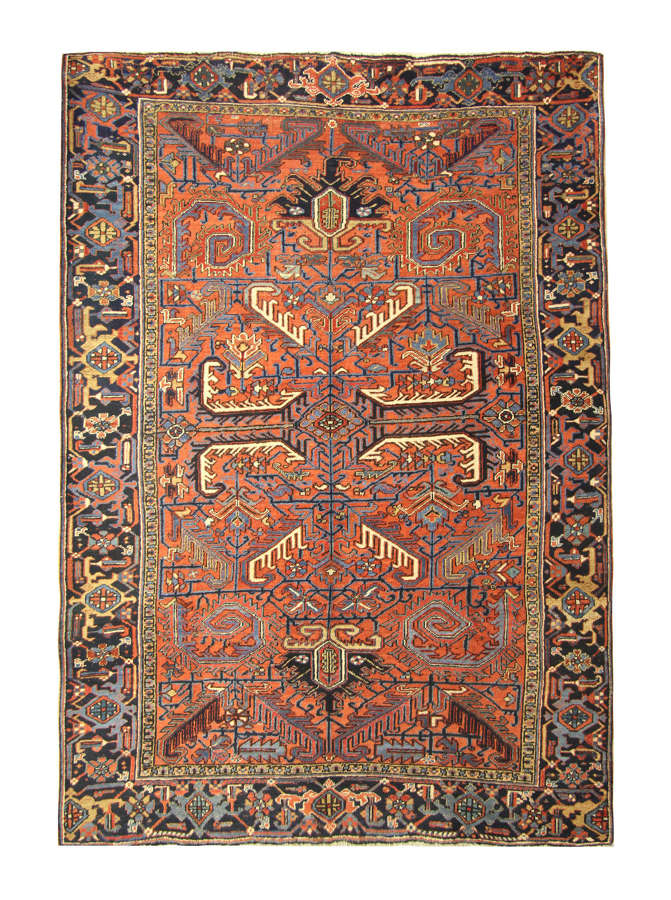 Antique Persian Rugs, Orange Rug From Heriz Carpet