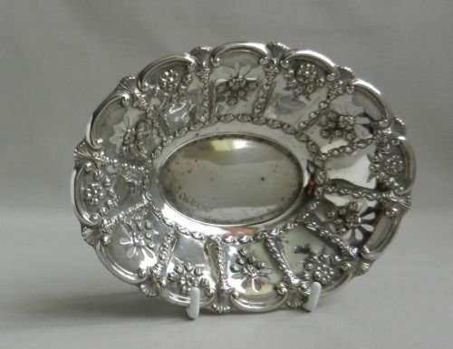 Pair Antique Silver Bon Bon Dishes