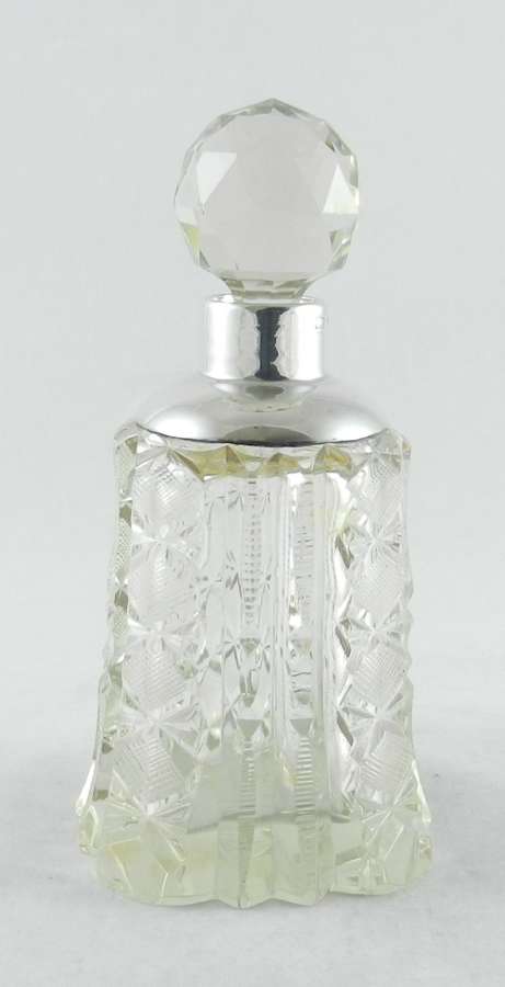 Silver-Mounted Cut Glass Perfume Bottle