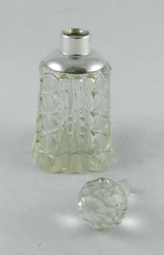 Silver-Mounted Cut Glass Perfume Bottle