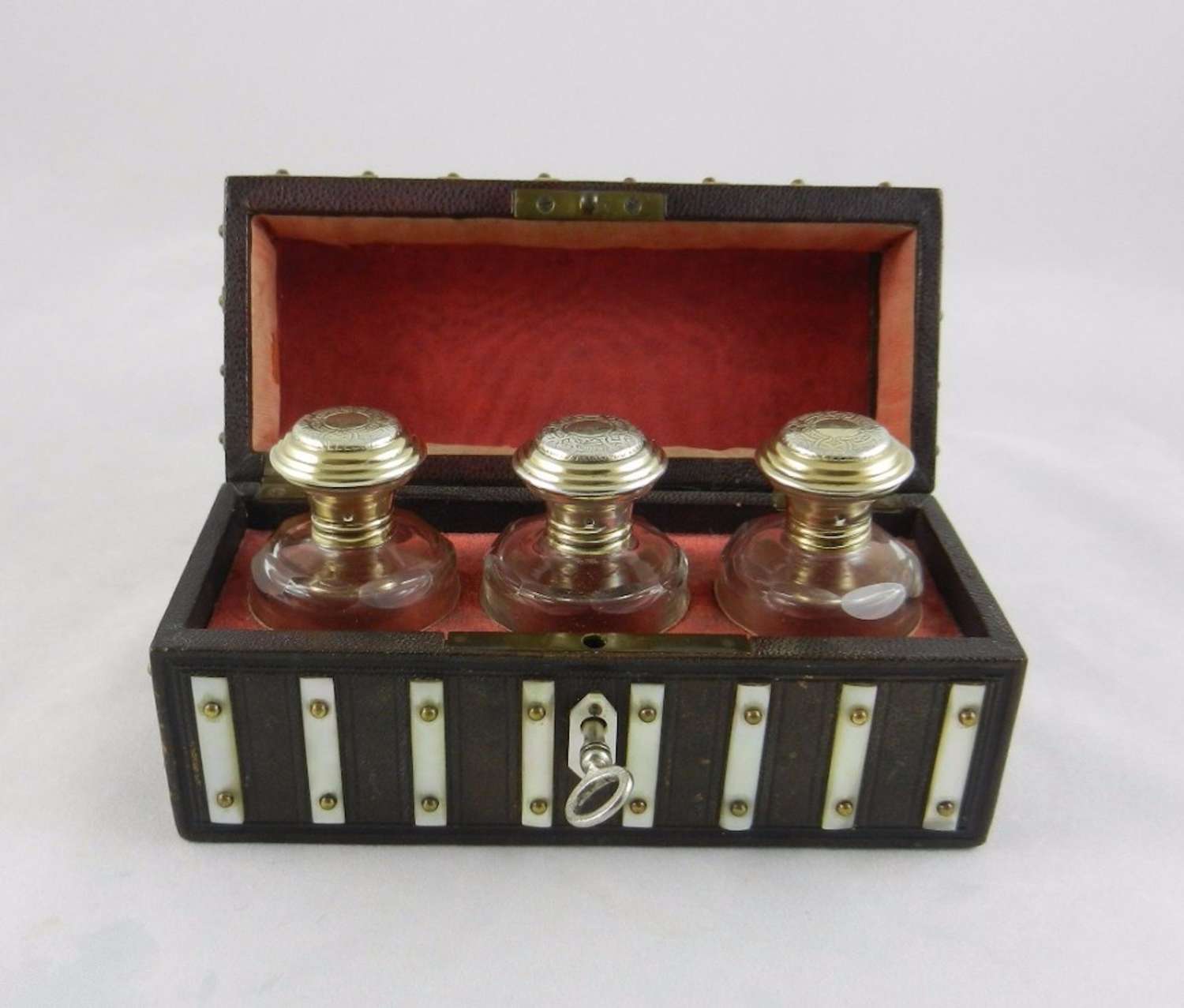 Antique Silver-Gilt & Glass Scent Bottles