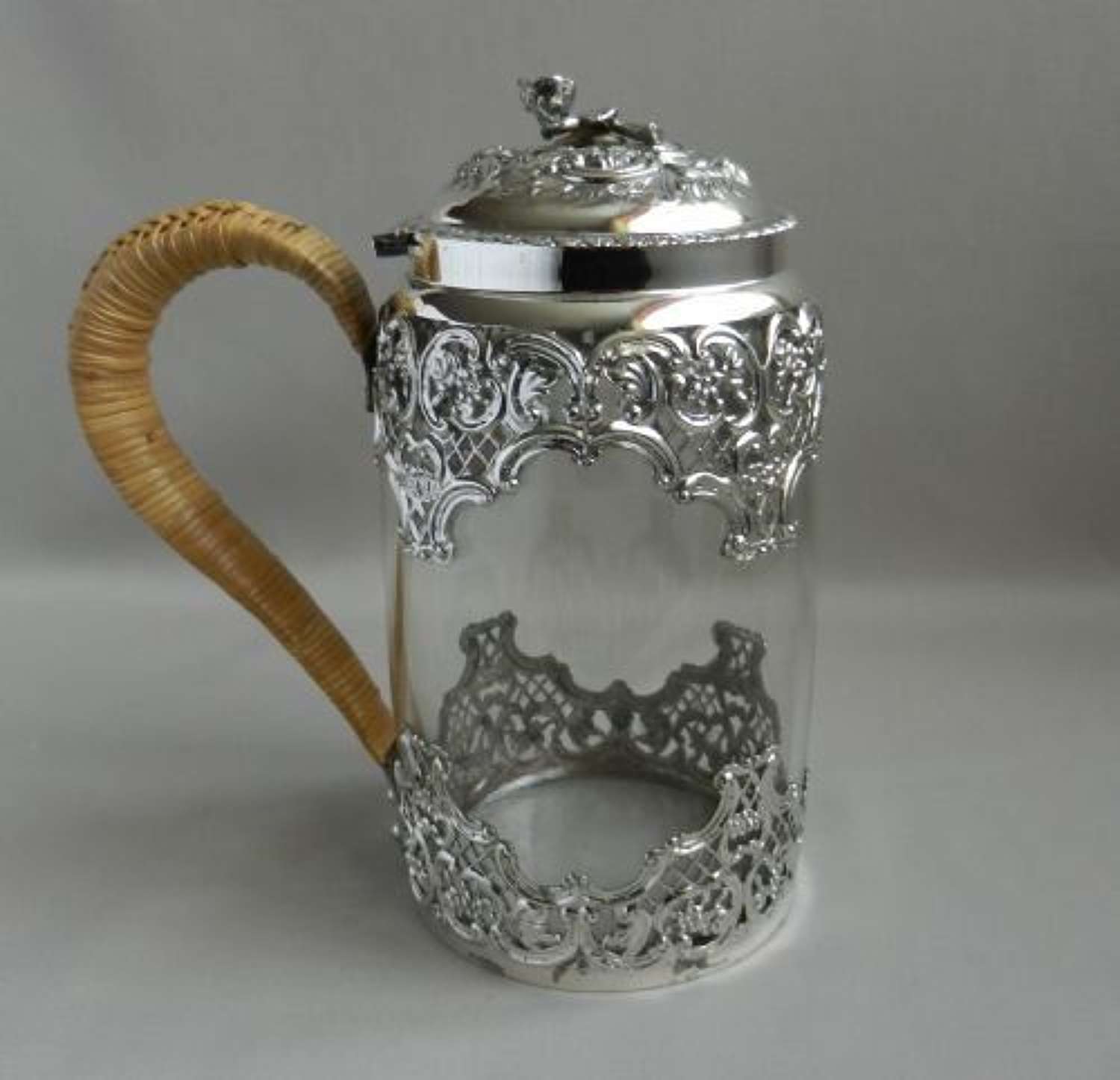 Antique Silver Mounted Glass Tankard