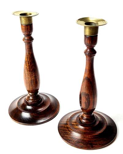 Pair of Oak Candlesticks
