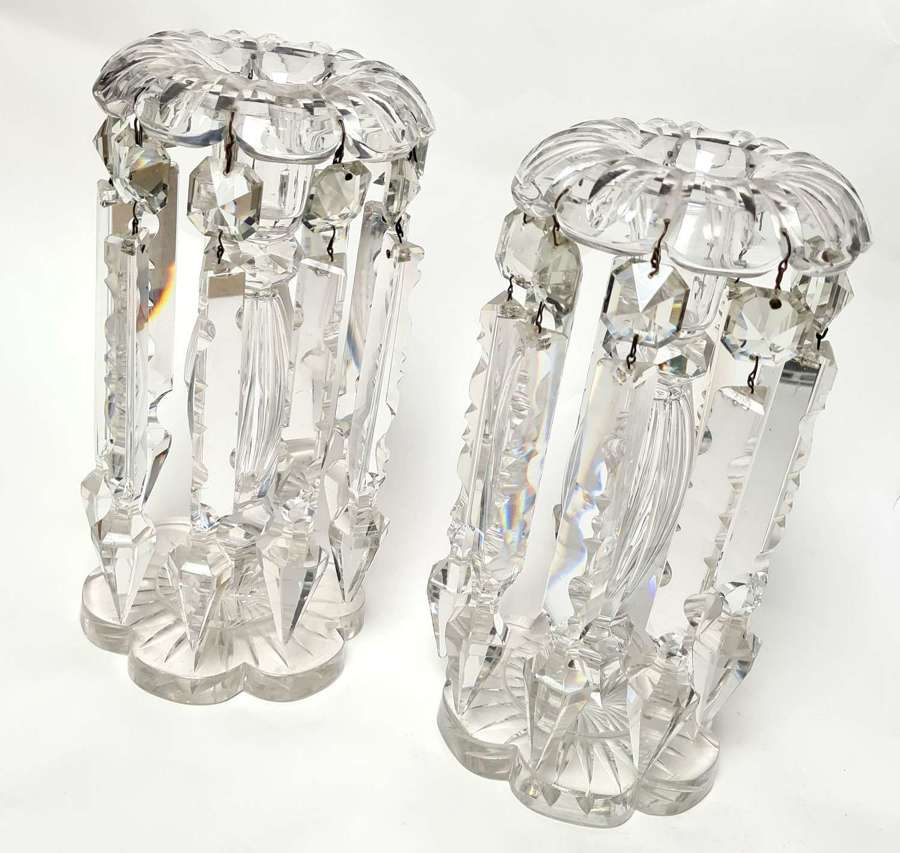 Pair of Clear Glass Lustres