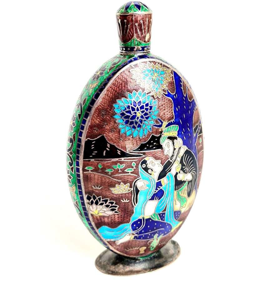 Silver and Enamel Bottle