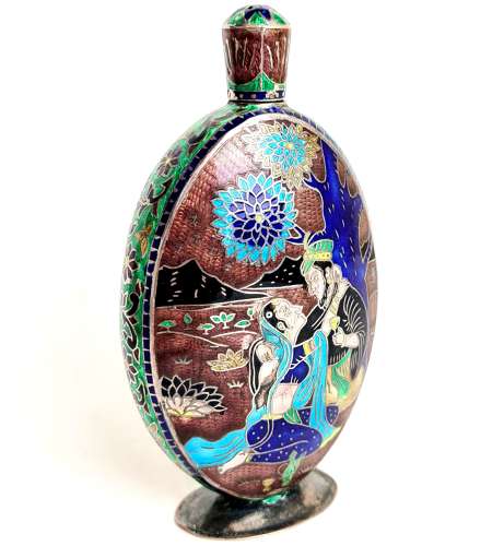 Silver and Enamel Bottle
