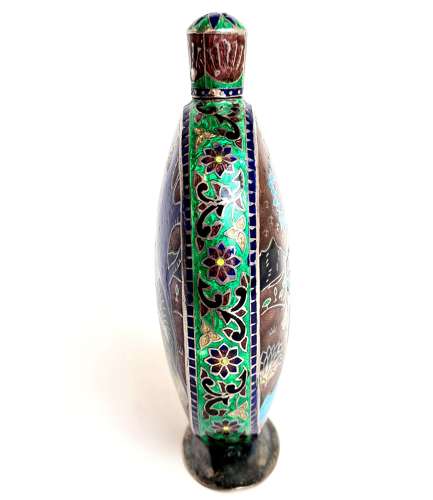 Silver and Enamel Bottle
