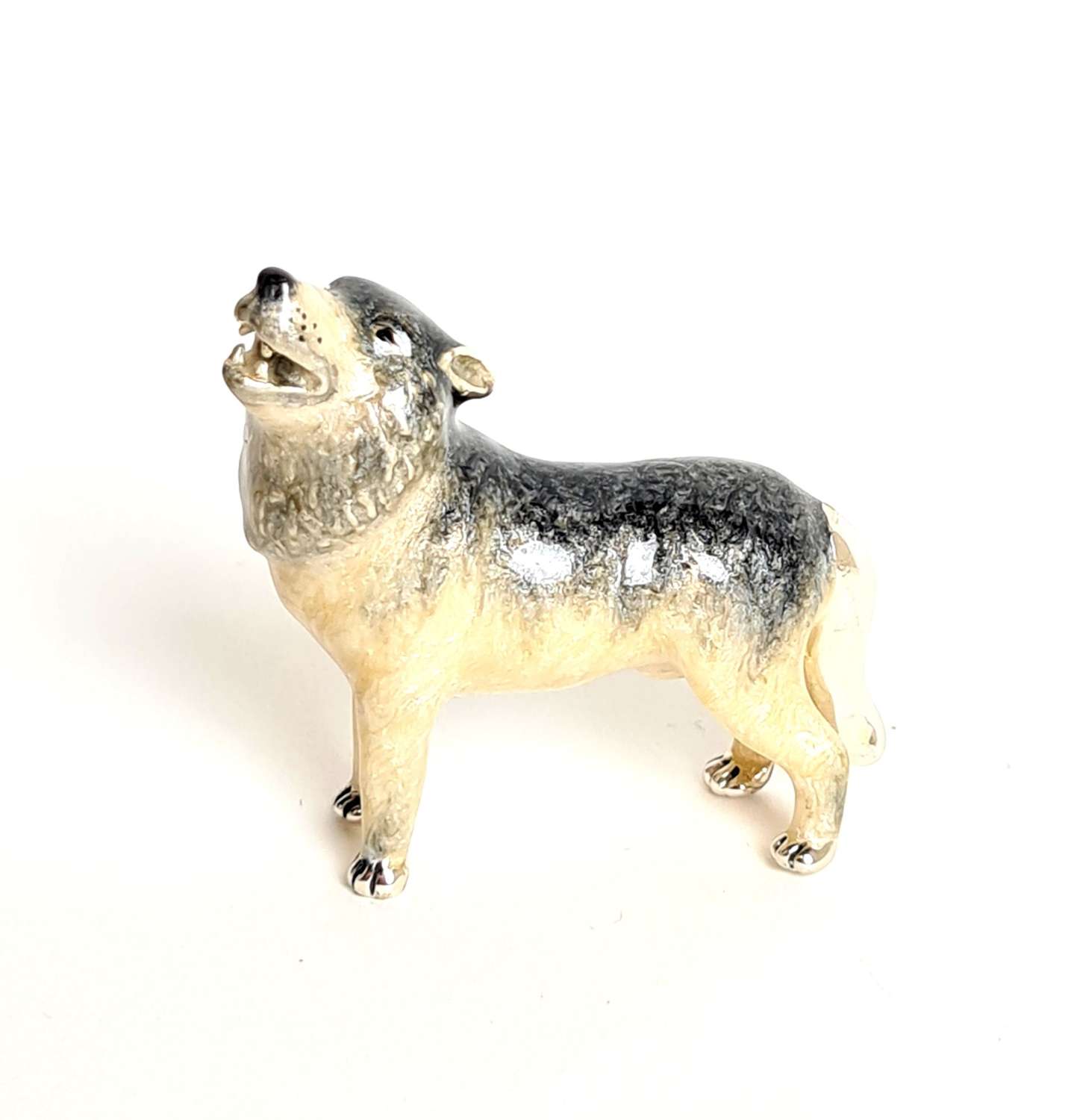 Silver and Enamel Wolf