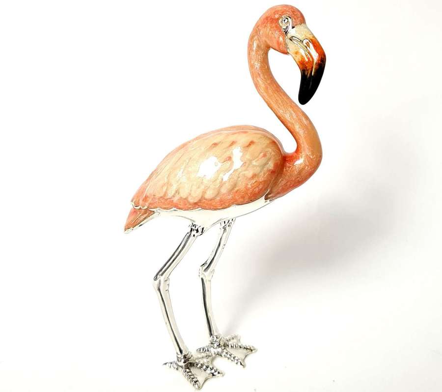 Silver and Enamel Flamingo