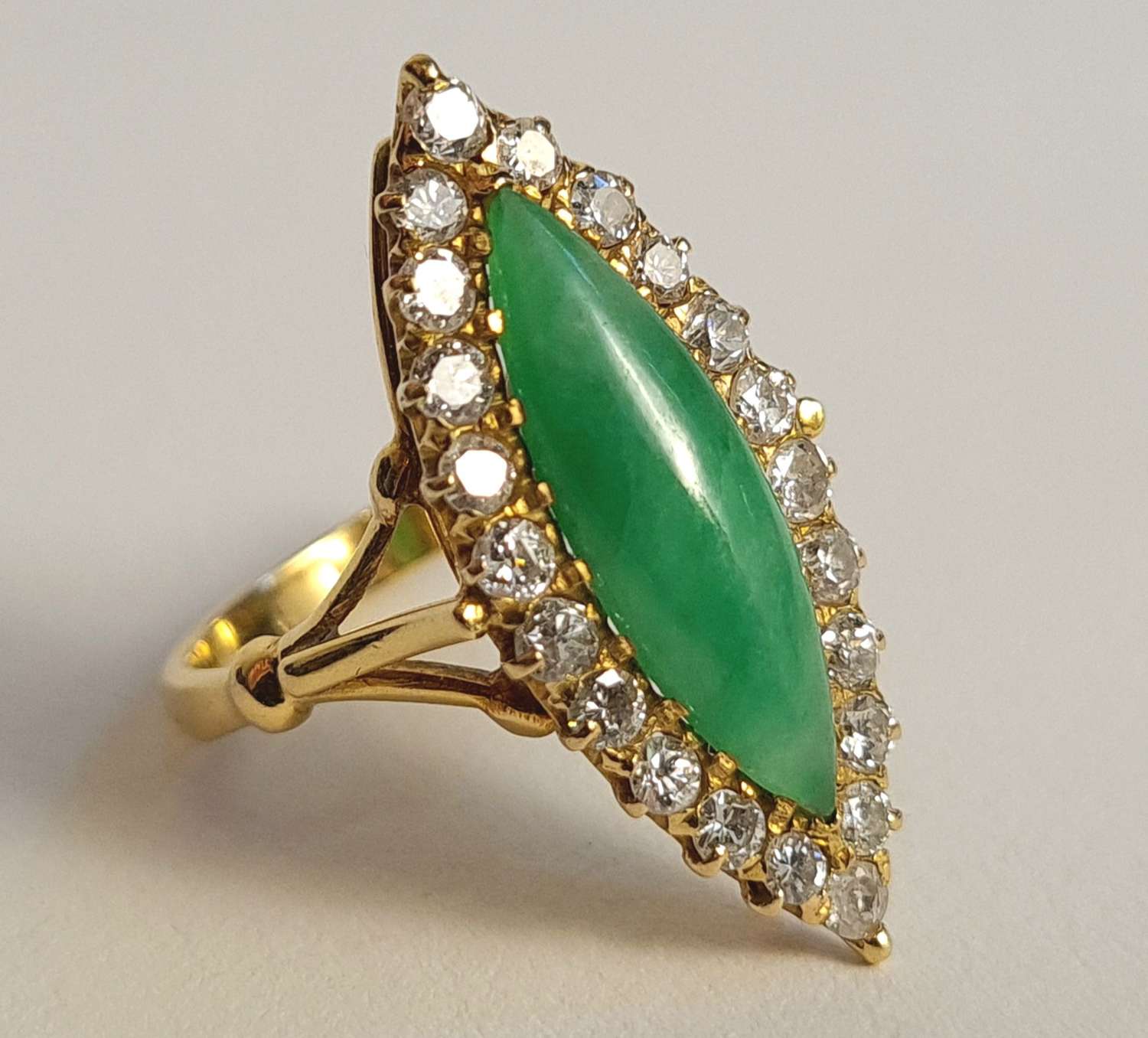 A Fine Quality Jadeite and Diamond Ring