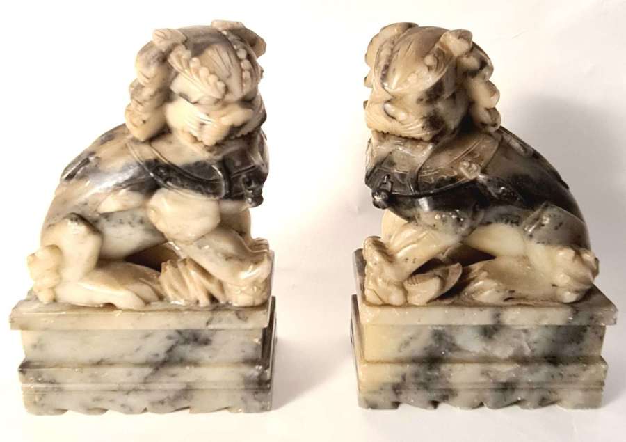 Pair of Soapstone Dogs of Foo