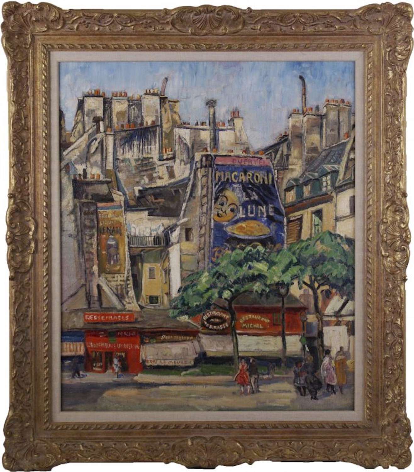 A Street Scene, Montmartre, Paris ~ Clarence Montfort Gihon