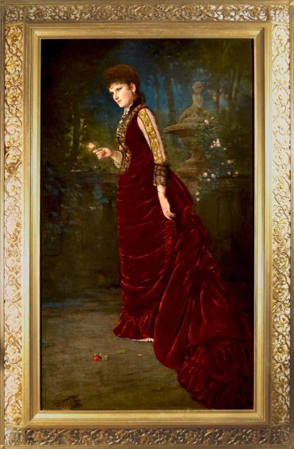 Full Length Portrait of Jeannie Netter in a Burgundy Dress ~ Fedor Enc