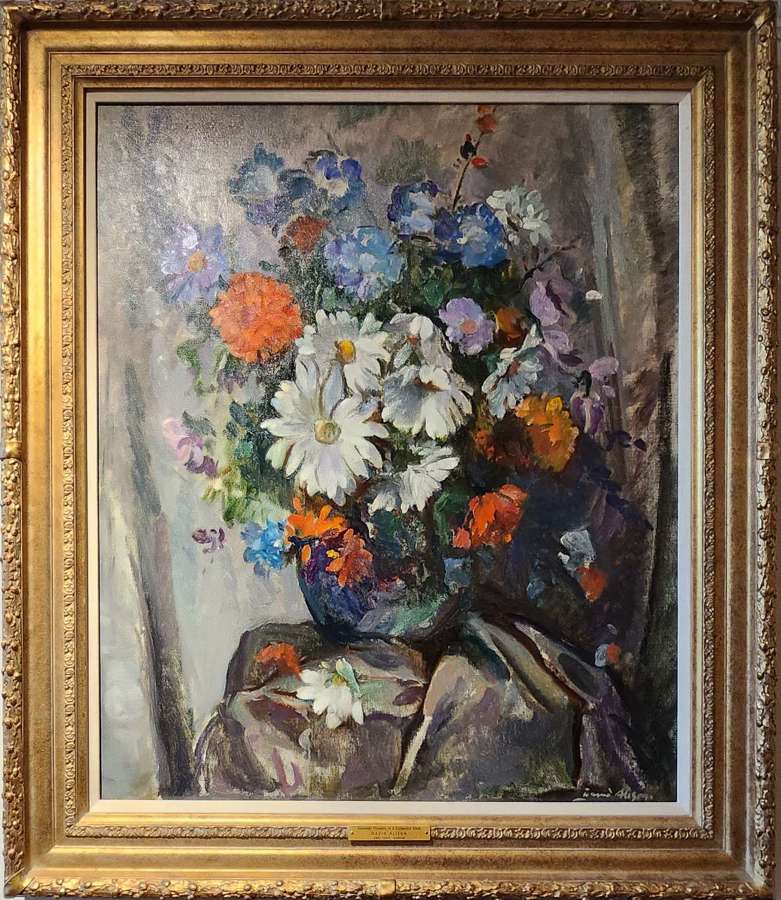 David Alison - Still Life of Summer Flowers in a Coloured Vase
