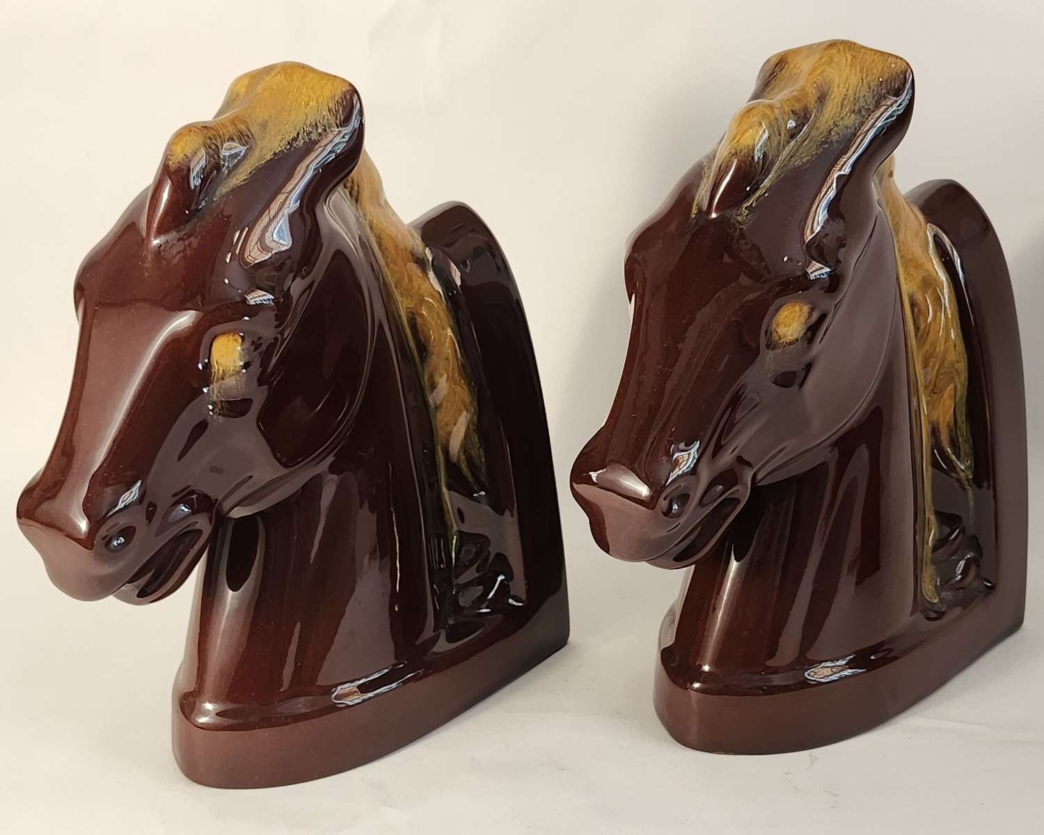 Pair of Pottery Horse Bookends