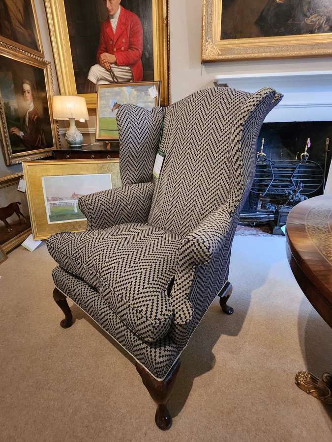 A Very Fine George II Walnut Wing Armchair