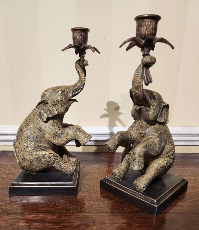 A Pair of Cold Painted Bronze Candle Sconces
