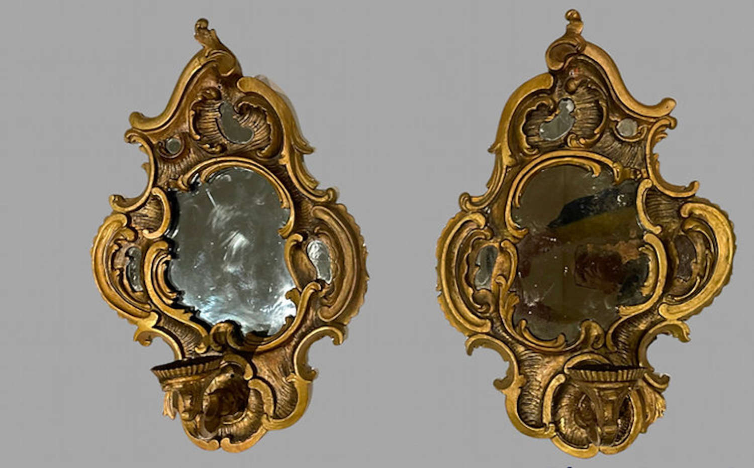 A Pair of 19thc Venetian Giltwood Girandole mirrors