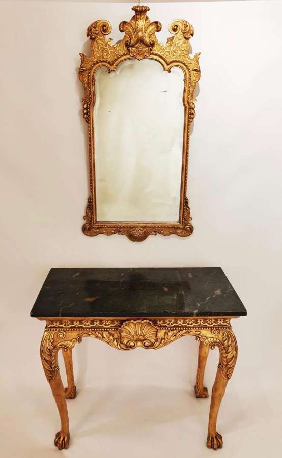 A Superb George II Style Console Table and Pier Mirror
