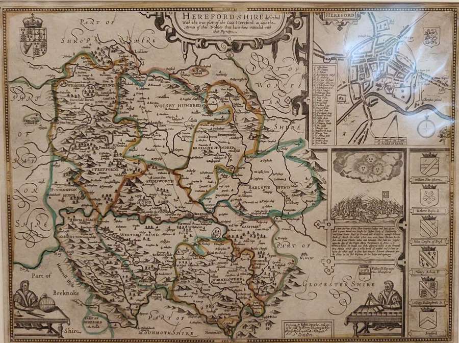Map of Herefordshire by John Speed Circa 1693