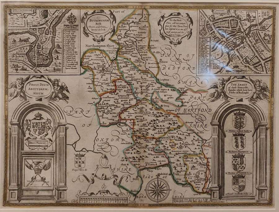 Antique Map of Buckinghamshire by John Speed Circa 1693