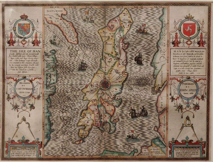 An Antique Map of Isle Of Man by John Speed Circa 1612