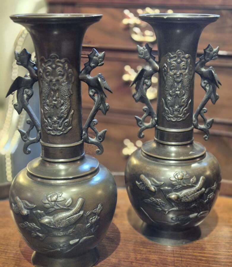 Pair of Chinese Bronze Vases