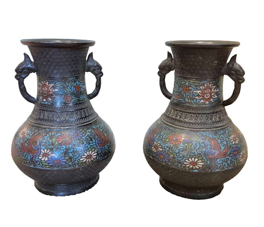 Pair of Chinese Cloisonne Vases