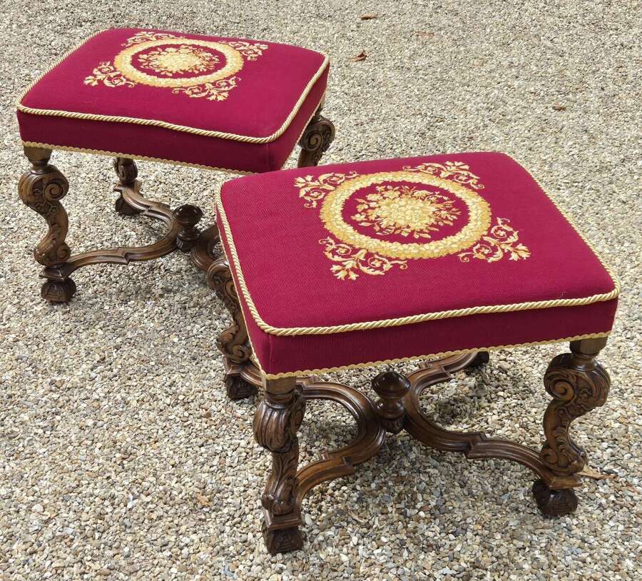Pair of Walnut Stools