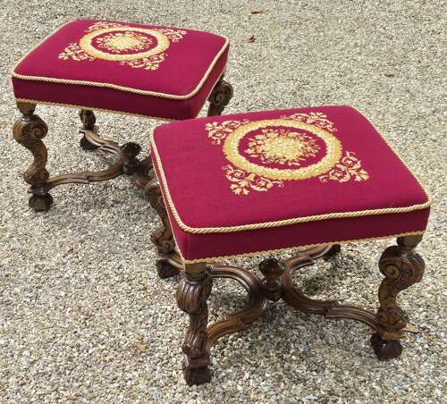 Pair of Walnut Stools